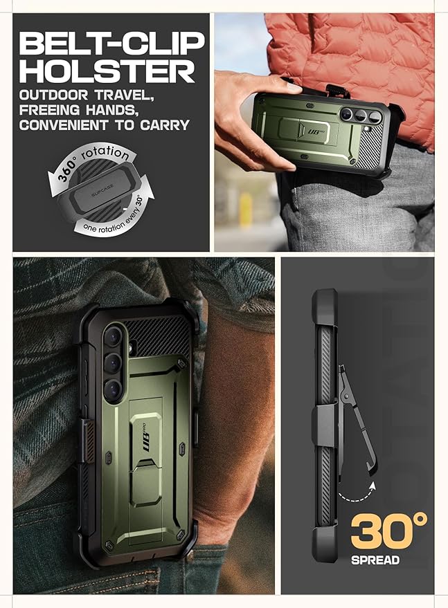 SUPCASE for Samsung Galaxy S25 Case with Stand (Unicorn Beetle Pro), [2 Front Frames] [Built-in Screen Protector & Belt-Clip] Military-Grade Protection Rugged Phone Case for Galaxy S25 6.2", Guldan