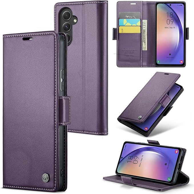 for Samsung Galaxy A54 5G Case, Premium PU Leather Wallet Case Flip Cover with [RFID Blocking][Card Holder][Stand Function] Shockproof Protective for Samsung Galaxy A54, Purple