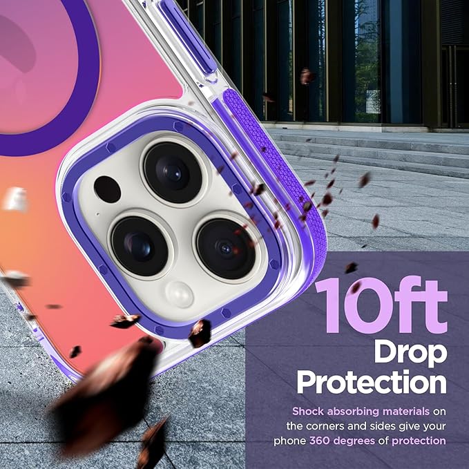 MOWIME Magnetic Case for iPhone 15 Pro [Compatible with Magsafe] [Cute Fashion Fluorescent Design] [1 Screen Protector] Slim Translucent Matte Case for iPhone 15 Pro 6.1" 2023, Purple