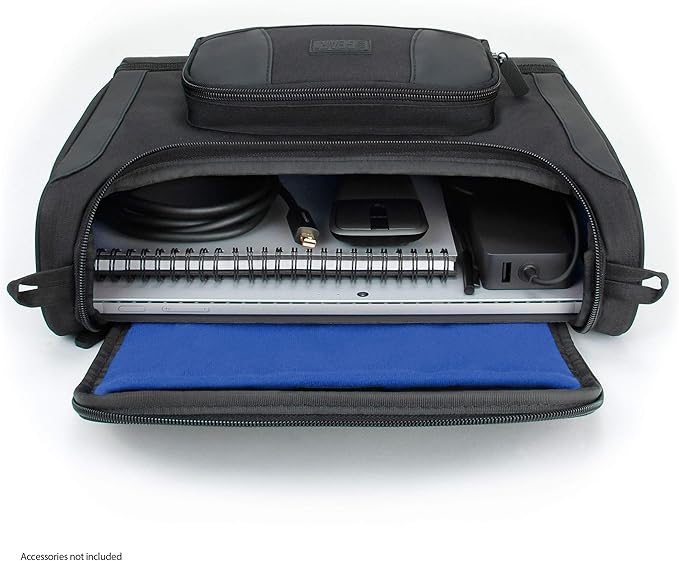 USA Gear Small Messenger Bag Compatible with Microsoft Surface Pro 11th Gen/10/9/8/7, Surface Laptop 13-inch (2025) - Shoulder Bag Travel Tablet Case Fits Accessories, Charger, Keyboard, Mouse (Blue)