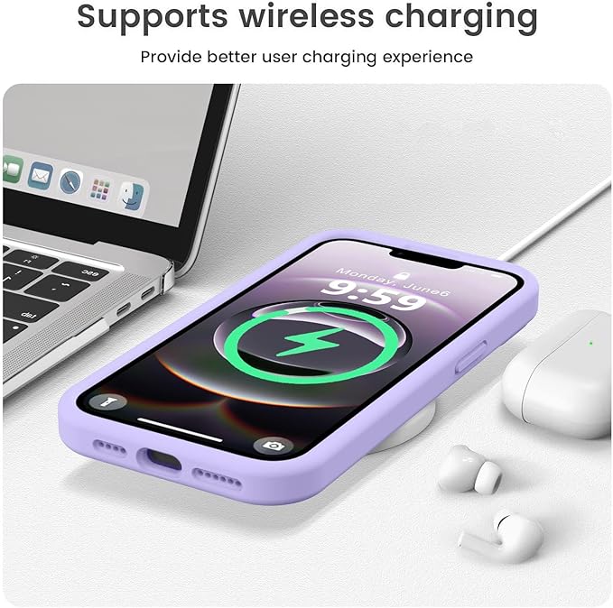 Vooii Compatible with iPhone 16e Case, Liquid Silicone Upgrade [Camera Protection] [Soft Anti-Scratch Microfiber Lining] Shockproof Phone Case for iPhone 16e 6.1 inch - Light Purple