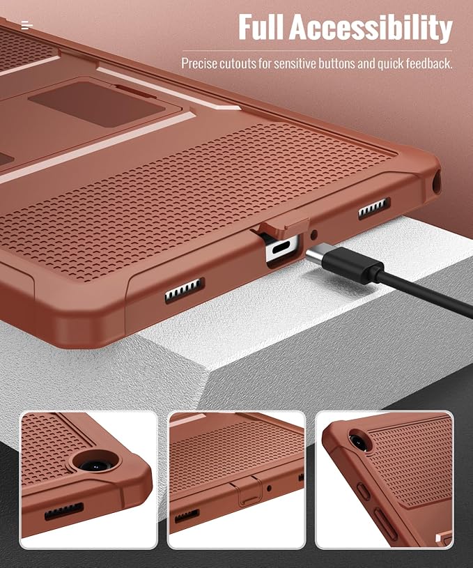 MoKo Case Fit Galaxy Tab A9 Plus 11-Inch 2023 (SM-X210/X216/X218), Shockproof Full Body Rugged Stand Back Cover Built-in Screen Protector Fit Galaxy Tab A9+ 11" 2023, Dark Coffee