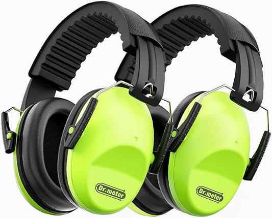 Dr.meter Kids Noise Cancelling Headphones, Adults Kids Ear Muffs for Noise Reduction EM100 27.4SNR Ear Protection for Moster Jam Mowing Firework Concerts- 2 Pack Green