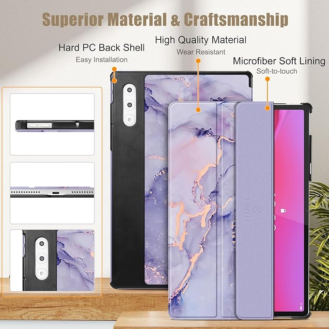 Fintie Case for Lenovo Yoga Pad Pro AI 12.7" TB520FU / Yoga Tab Plus 12.7 inch Tablet, Lightweight Slim Shell Stand with Auto Sleep/Wake, Lilac Marble
