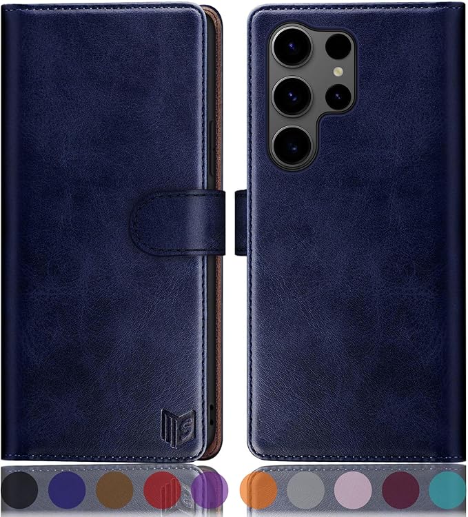 SUANPOT Compatible with Samsung Galaxy S25 Ultra Wallet case with RFID Blocking Credit Card Holder,Flip Book PU Leather Protective Cover Women Men for Samsung S25 Ultra Phone case Blue