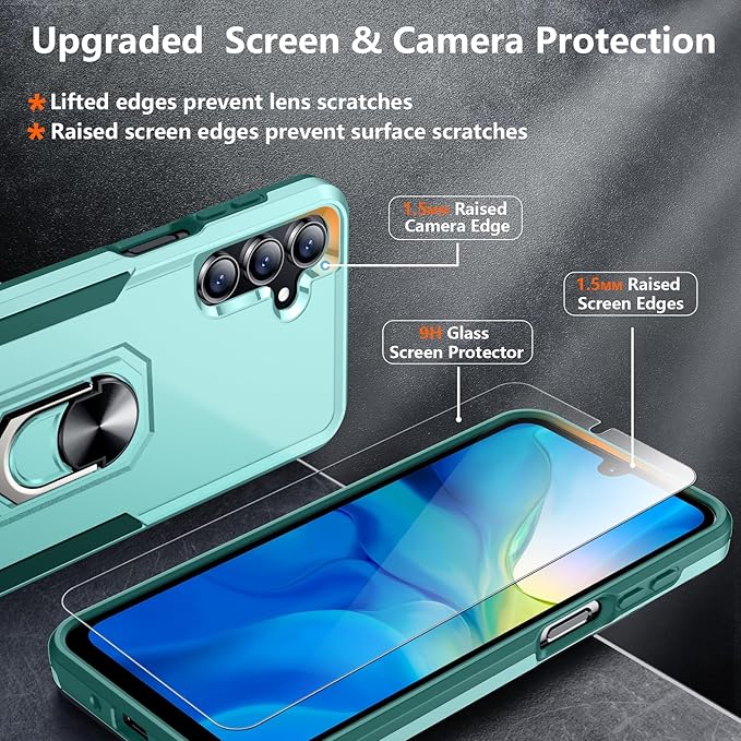 Red2Fire Designed for Samsung Galaxy A16 Case, [Built-in Invisible Stand][Military Grade Shockproof] Non-Slip Heavy Duty Full Body Shockproof Protection Phone Case Galaxy A16 5G Case,Green