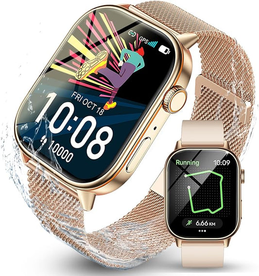 LAKEYLOYI Smart Watches for Men Women Answer Make Calls HD Smartwatch for iOS Android Phones Activity Fitness Tracker Smartwatches with Heart Rate/Sleep Monitor Pedometer Waterproof,Black (Gold)