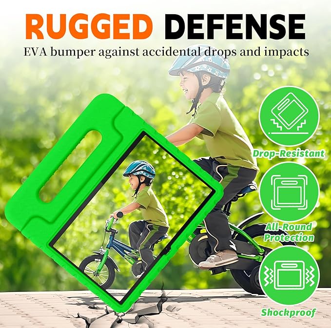 for Lenovo Tab M11 Case with Rotating Handle Stand, New Kids Heavy Duty Shockproof Cover for Lenovo Tab M11/Tab K11 LTE 11" 2024, Green