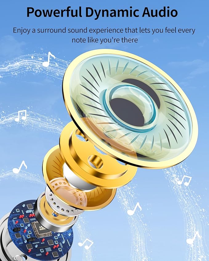 PocBuds Bluetooth Headphones Wireless Earbuds 80hrs Playtime Wireless Charging Case Digital Display Sport Ear buds with Earhook Deep Bass IPX7 Waterproof Over-Ear Earphones for Phone Laptop Mint Green