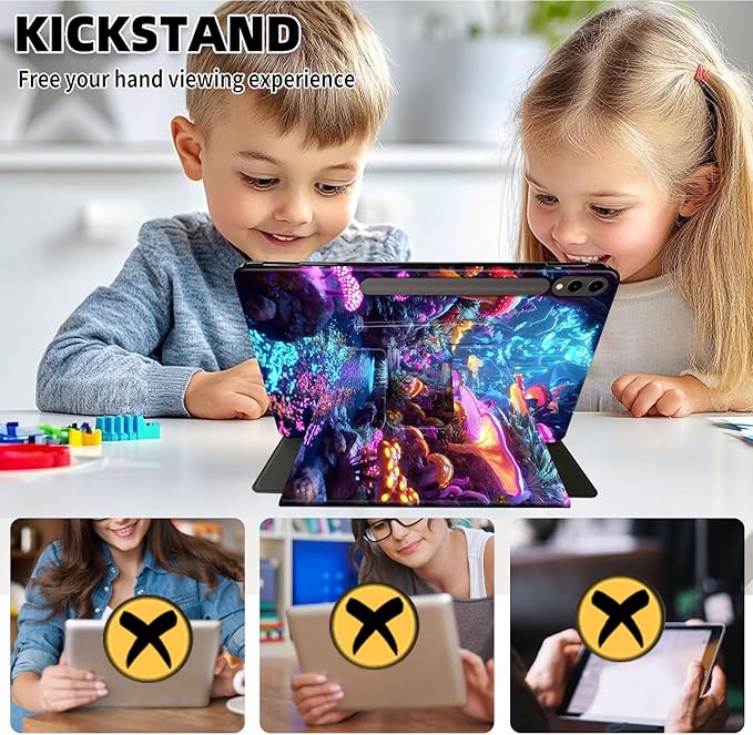 Case for 12.4 inch Galaxy Tab S10 Plus Case (2024), Galaxy Tab S9 Plus Case (2023), 360 Degree Rotating Folio Stand Smart PU Leather Cover, Auto Sleep/Wake, Wolf 3