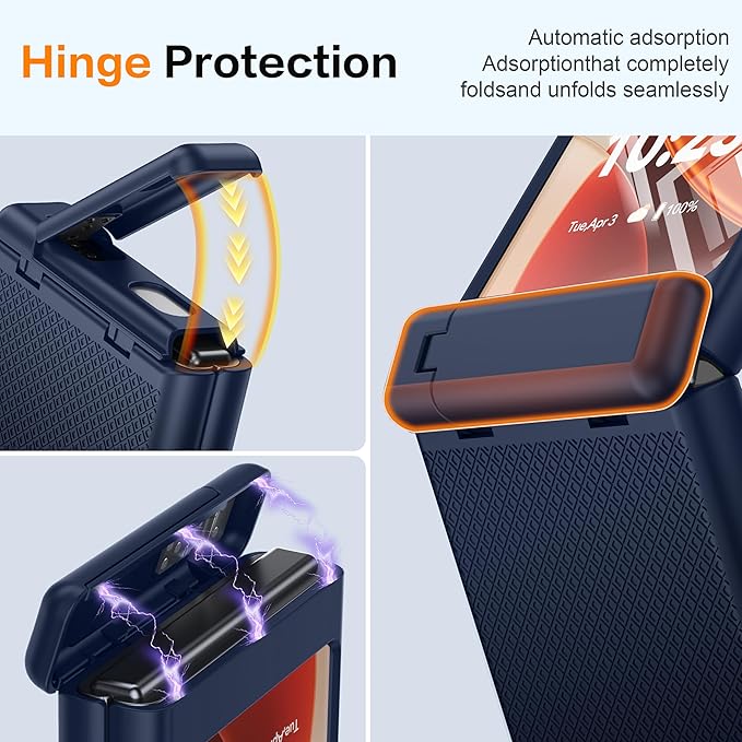 Oterkin Magnetic for Samsung Galaxy Z Flip 7 Case with [Built-in Screen Protector & Hinge Protection][Foldable Invisiable Stand] Military Grade Shockproof Full Body Protection Case for Galaxy Z Flip 7