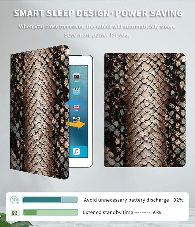 Case for Microsoft Surface Pro 9 / Pro 9 5G 13-Inch 2022 PU Leather Slim Lightweight Multiple Angles Stand Smart Cover with Auto Wake/Sleep for Microsoft Surface Pro 9 2022, Snake Skin