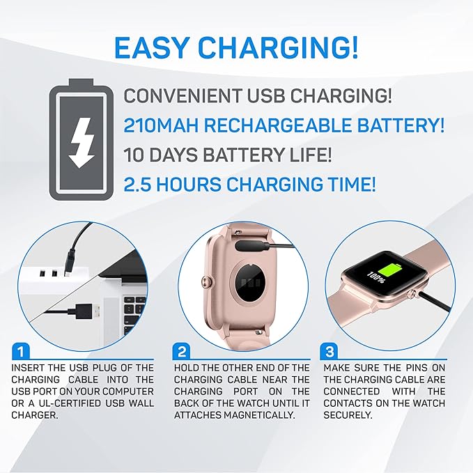 OCTANDRA Move VeryFitPro Smart Watch HR Heart Rate Sleep Monitor IP68 Waterproof Activity Fitness Tracker Step Counter Pedometer Exercise Running Watch Fitness Watches for Men & Women (ID205L) (Pink)