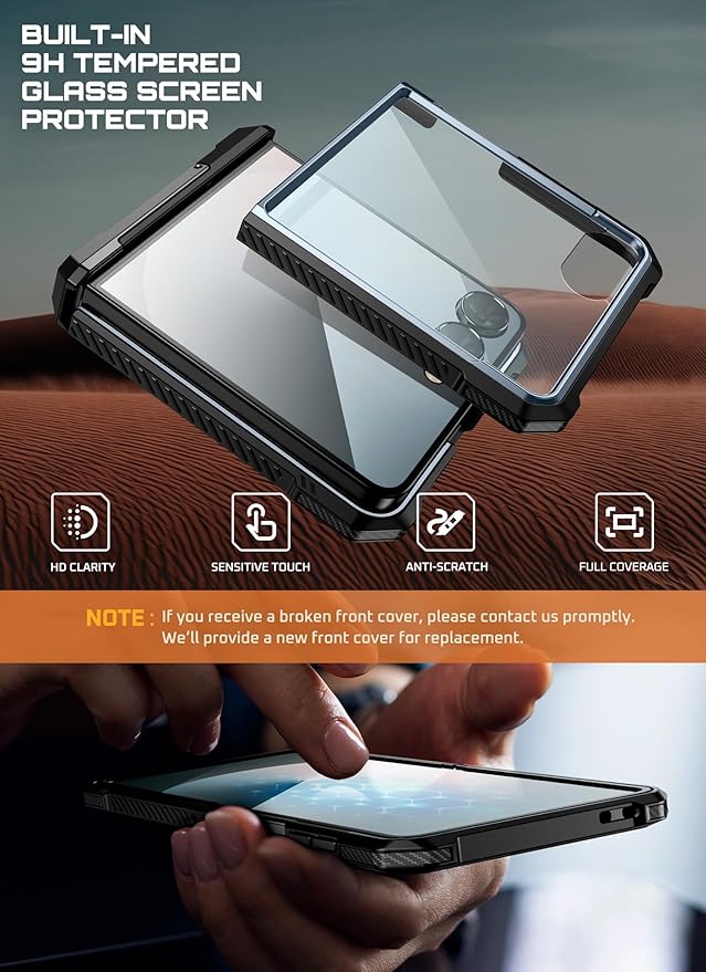 SUPCASE for Samsung Galaxy Z Flip 7 Case with Stand & Front Screen Protector (Unicorn Beetle Grip), [Support MagSafe] [Hinge Protection] Full Body Military-Grade Rugged Back Phone Cover, Tilt