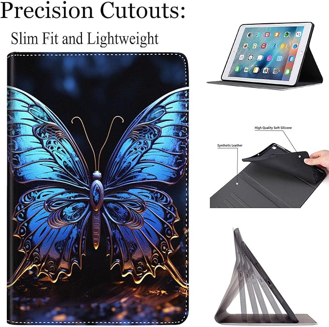 Case for Galaxy Tab A9 Plus ， Auto Sleep/Wake Multi-Angle Viewing Slim Folio Stand Cover for Samsung Galaxy Tab A9+/A9 Plus 11 Inch 2023 (SM-X210/X216/X218), Butterfly Art