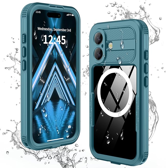 GOLDJU Magnetic for iPhone 17 Case-Waterproof, Built-in Screen & Camera Protector-IP68 Underwater Full Body 16FT Military Dropproof Shockproof Case for 17 6.3''- Blue