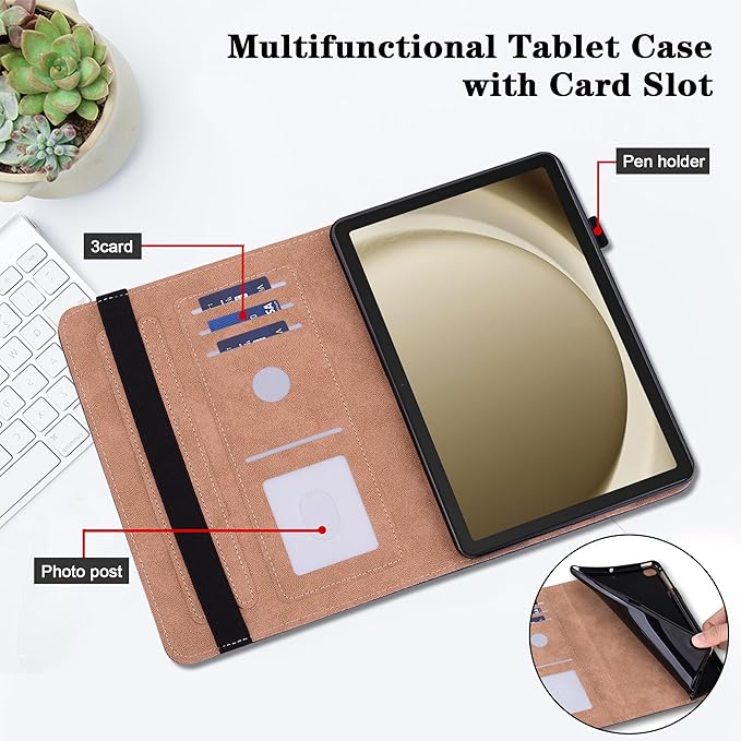 Case for Lenovo Idea Tab Pro 12.7 inch 2025 Tablet, Multi-Angle Viewing Premium PU Leather Stand Case with Elastic Strap & Card Slots/Holder for Lenovo Idea Tab Pro 12.7" - Pink Butterfly