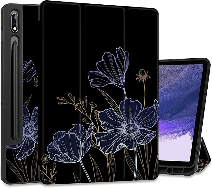 Case for Samsung Galaxy Tab S8 2022 & S7 2020, Shockproof Tablet Case for Samsung Tab S8/S7 11 inch with Auto Sleep/Wake & Trifold Stand & Soft TPU Back Cover, Floral Foliage