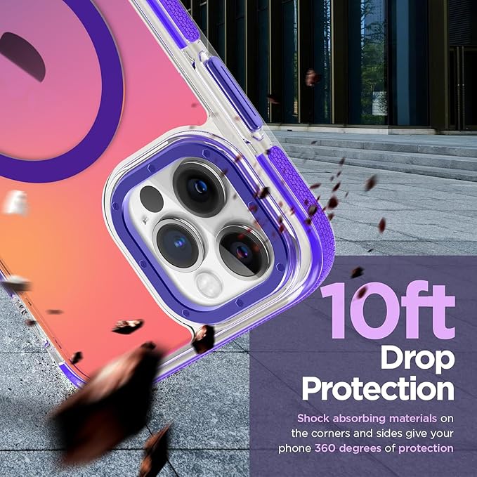 MOWIME Magnetic Case for iPhone 12 Pro Max [Compatible with Magsafe] [Cute Fashion Fluorescent Design] [1 Screen Protector] Slim Translucent Matte Case for iPhone 12 Pro Max 6.7" 2020, Purple