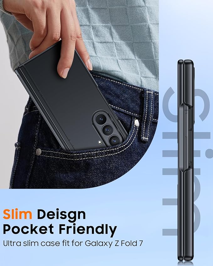 CENMASO Magnetic for Samsung Galaxy Z Fold 7 Case with Stand, Fit for Magsafe, Hinge Protection, Screen Protector, Built-in Hidden Kickstand, Slim Shockproof Phone Case for Galaxy Z Fold 7-Black