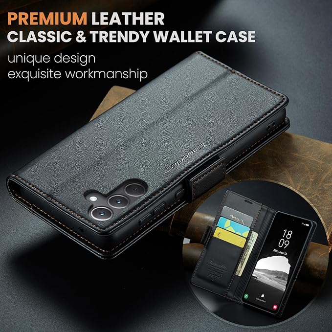 for Samsung Galaxy A35 5G Case, Premium PU Leather Wallet Case Flip Cover with [RFID Blocking][Card Holder][Stand Function] Shockproof Protective for Samsung Galaxy A35, Black