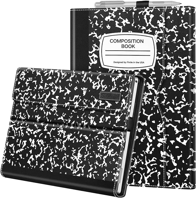 Fintie Case for 12.3 Inch Microsoft Surface Pro 7 Plus, Surface Pro 7/6/5/4/3 - Portfolio Business Cover with Pocket, Compatible with Type Cover Keyboard, Composition Book