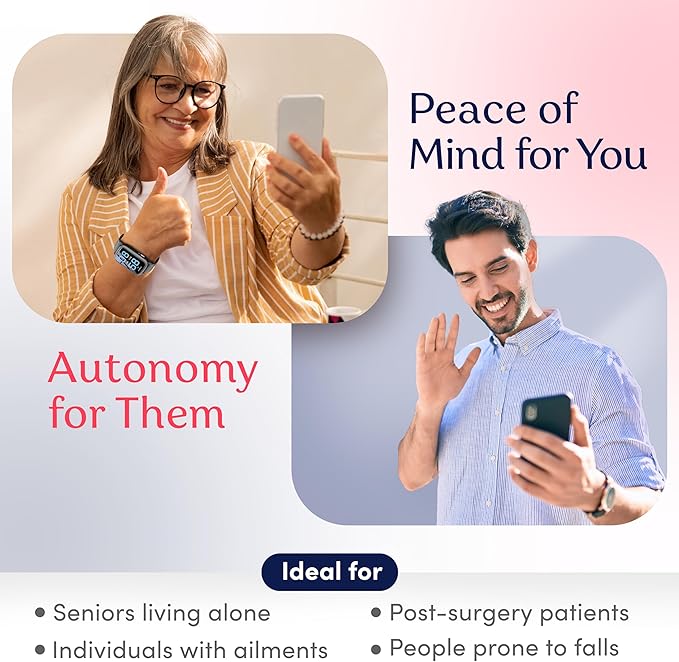 Cellular Medical Alert Smart Watch with Emergency Button for Elderly, 24/7 Monitoring, Fall Detection for Seniors, Water-Resistant Watch with 2-Way Communication, GPS Tracking, Heart Rate Monitor