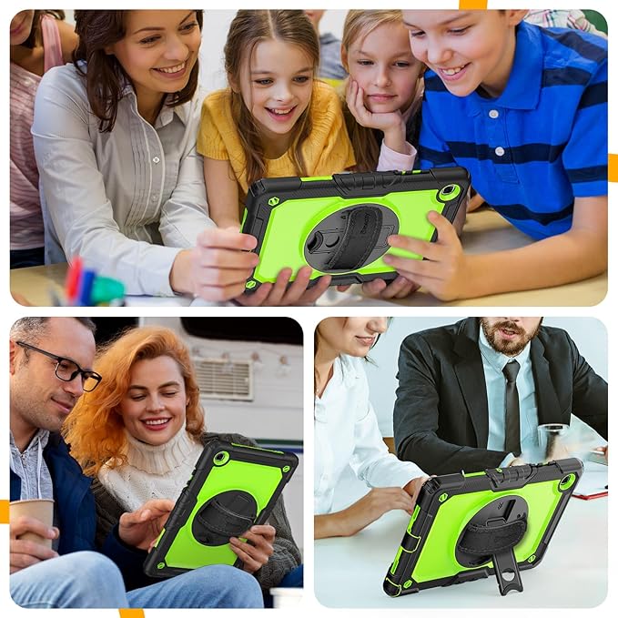 Timecity for Samsung Galaxy Tab A7 10.4 Inch Case 2020/2022, SM-T500/T503/T505/T507/T509 Tablet Case, Durable Sturdy Case with Screen Protector Swivel Stand Hand Shoulder Strap Drop-Proof - Green