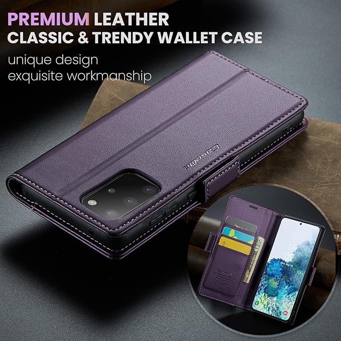 Case for Samsung Galaxy S20 Plus Wallet Case, RFID Blocking PU Leather Flip Folio Cover Card Holder Kickstand Shockproof Phone Case Compatible with Samsung Galaxy S20 Plus, Purple