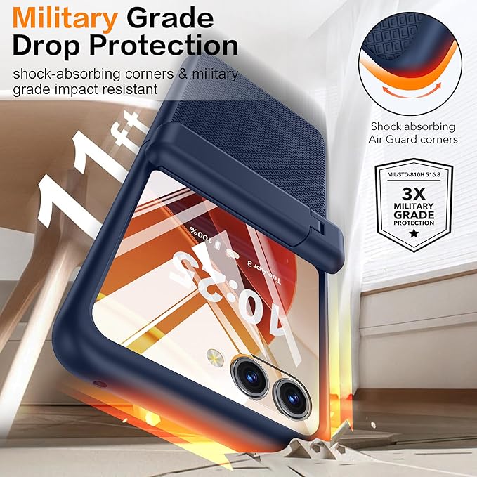 Oterkin Magnetic for Samsung Galaxy Z Flip 7 Case with [Built-in Screen Protector & Hinge Protection][Foldable Invisiable Stand] Military Grade Shockproof Full Body Protection Case for Galaxy Z Flip 7