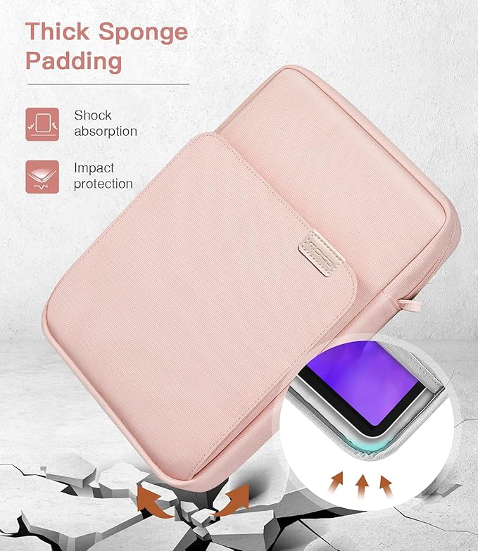MoKo 12.9 Inch Tablet Sleeve Bag, Fits with 13 Inch New iPad Pro M4 & Air M2 2024,iPad Pro 12.9 M2&M1,Surface Laptop Go 12.4,Galaxy Tab S8+/S9+ 12.4,Handle Carrying Case with Shoulder Strap, Pink