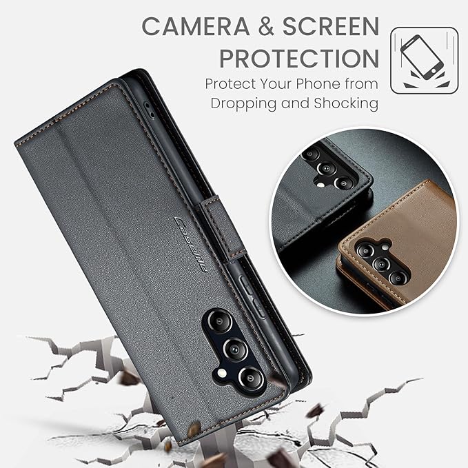 for Samsung Galaxy A16 5G/4G Case, Premium PU Leather Wallet Case Flip Cover with [RFID Blocking][Card Holder][Stand Function] Shockproof Protective for Samsung Galaxy A16, Black