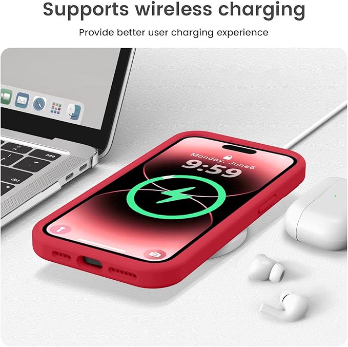 Vooii Compatible with iPhone 14 Pro Case, Liquid Silicone Upgrade [Camera Protection] [Soft Anti-Scratch Microfiber Lining] Shockproof Phone Case for iPhone 14 Pro 6.1 inch - Red