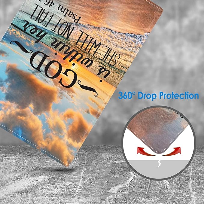 Case for Samsung Galaxy Tab S10 Lite / S10 FE / S9 FE 10.9-Inch / S9 11-Inch, Slim Lightweight PU Leather Stand Cover with Auto Wake/Sleep - Bible Verse Psalm 46:5