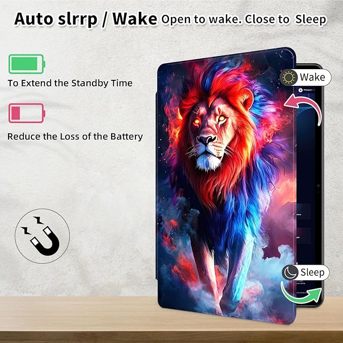 Case for 12.4 inch Galaxy Tab S10 Plus Case (2024), Galaxy Tab S9 Plus Case (2023), 360 Degree Rotating Folio Stand Smart PU Leather Cover, Auto Sleep/Wake, Lion