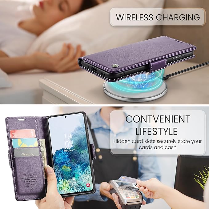 Case for Samsung Galaxy S20 Plus Wallet Case, RFID Blocking PU Leather Flip Folio Cover Card Holder Kickstand Shockproof Phone Case Compatible with Samsung Galaxy S20 Plus, Purple