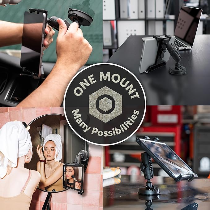 iBOLT TabDock BizMount Heavy Duty Tablet Mount with Suction Cup Base – Universal 7"-10" Holder for Trucks, Vans, SUVs, Aviation & Work Vehicles – Dashboard, Windshield, or Desk Compatible