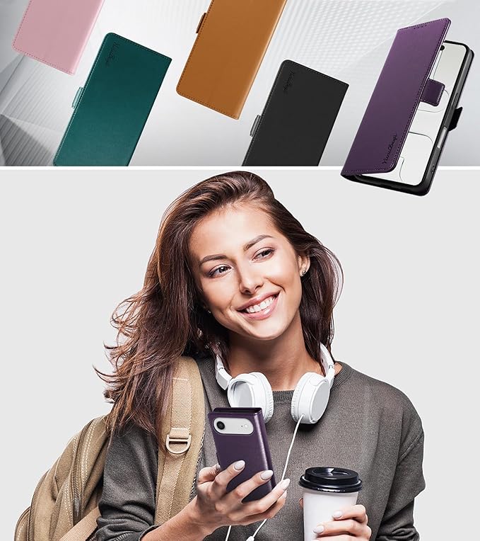 Wallet Flip Case for iPhone 17 Air 5G - [RFID Blocking] Luxury PU Leather Card Holder Magnetic Phone Cover with Kickstand,Shockproof Protective Case,Purple