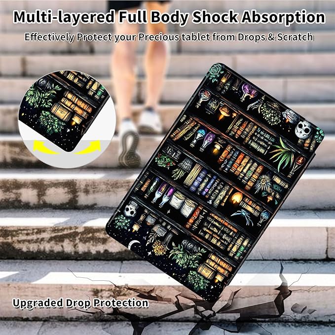 Case for Samsung Galaxy Tab A9+/A9 Plus 11 Inch 2023 Tablet Case, 360 Degree Rotating Folio Stand Smart Cover for Galaxy Tab A9+ Tablet SM-X210/X216/X218, Auto Sleep/Wake, Bookshelves