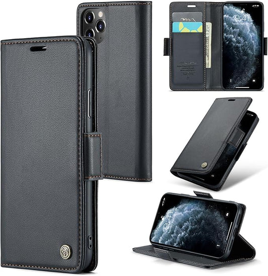 for iPhone 11 Pro Case, Premium PU Leather Wallet Case Flip Cover with [RFID Blocking][Card Holder][Stand Function] Shockproof Protective for iPhone 11 Pro 5.8", Black