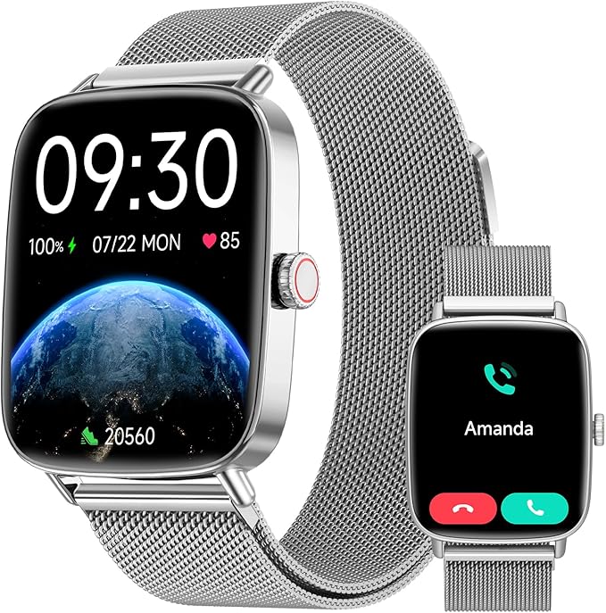 Smart Watch for Women Men, 2025 New Smartwatch (Answer/Make Call) for iPhone/Android, 1.85" HD Dynamic Dial Fitness Tracker with 110+ Sport Modes, Sleep/Health Monitor, IP68 Waterproof, Silver