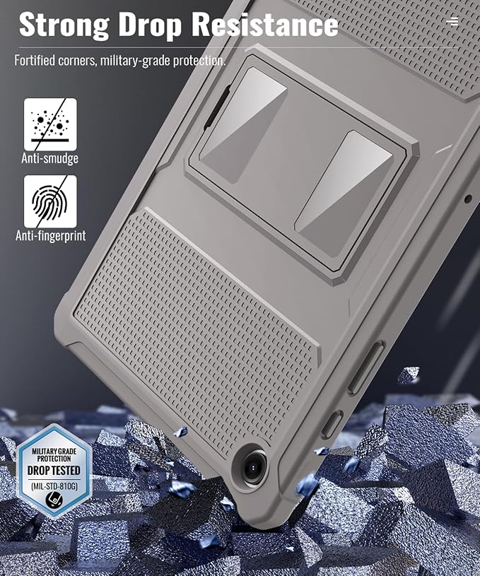 MoKo Case Fit Galaxy Tab A9 Plus 11-Inch 2023 (SM-X210/X216/X218), Shockproof Full Body Rugged Stand Back Cover Built-in Screen Protector Fit Galaxy Tab A9+ 11" 2023, Clay