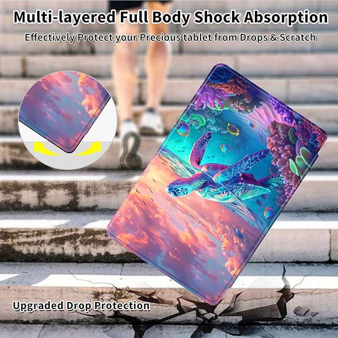 Case for Samsung Galaxy Tab S10 Ultra/Tab S9 Ultra 14.6-Inch, 360 Degree Rotating Folio Stand Smart Cover for Galaxy Tab S10 Ultra/ S9 Ultra 14.6'', Auto Sleep/Wake, Sea Turtle 2