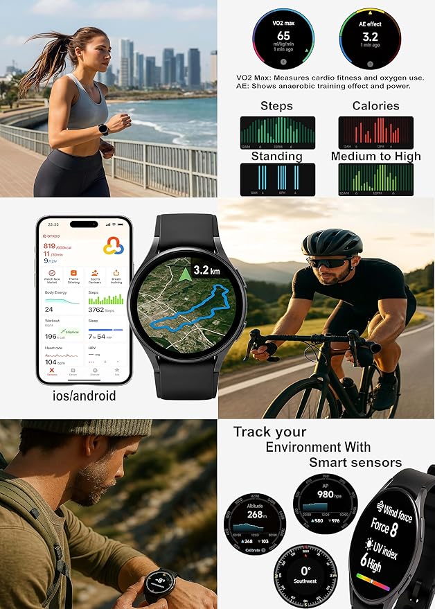 NexGen Smart Watch for Men & Women, 1.43 AMOLED Display, Smartwatch with GPS, Fitness Tracker, BT Calling, Waterproof, Alexa, Step Counter, Heart Rate Monitor, Sleep Tracking & Multiple Sports Modes