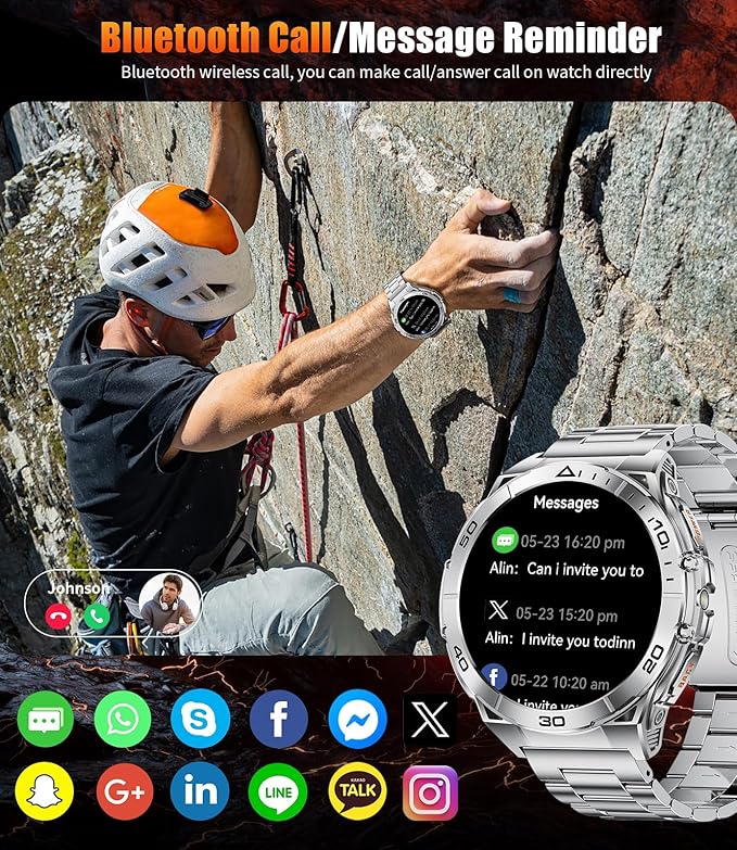 Military Smart Watch for Men,1.6" AMOLED Screen /600mAh Battery/5ATM Waterproof Smartwatches (Answer/Dial Calls) Fitness Tracker with Heart Rate/Sleep Tracking/Blood Oxygen for Android/iOS Silver