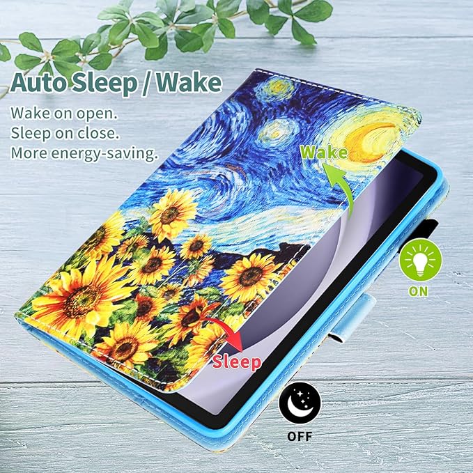 KEROM Case for Samsung Galaxy Tab A9+ Plus 11 Inch 2024 2023 (SM-X210/X216/X218), Slim PU Leather Stand Case Protective Cover for Galaxy Tab A9+/A9 Plus Tablet, Auto Wake/Sleep - Starry Sky