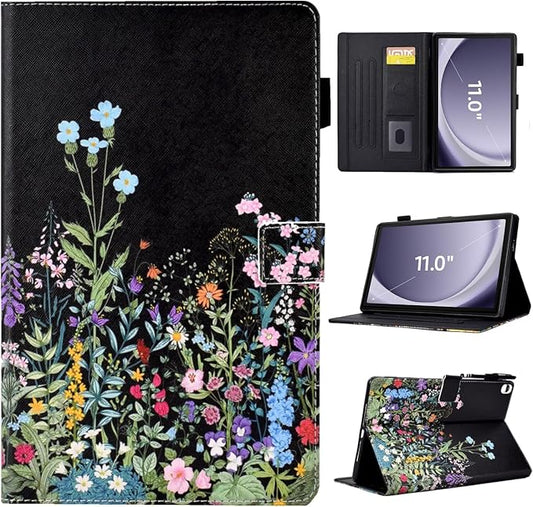 Case for Samsung Galaxy Tab A9+/A9 Plus 11 inch 2023 2024(SM-X210/X216/X218),PU Leather Multi Angle Stand Cover Slim Folio Protective Case for Tablet Tab A9 Plus, Auto Wake/Sleep,Flowers