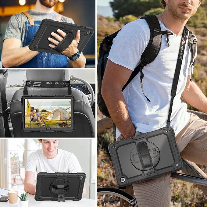 HXCASEAC Case for Samsung Galaxy Tab A9+ Plus 11 Inch, Protective with Screen Protector/Hand Strap/Pen Holder, Sturdy Shockproof for Samsung A9 Plus Tablet Case SM-X210 SM-X216 SM-X218 - Black