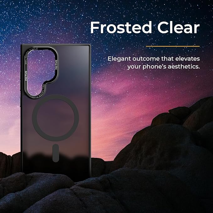 MOTIVE Designed for Samsung Galaxy s24 Ultra Case with Belt Clip, Semi-Clear Case Magnetic Compatible with MagSafe, Slim Cover, Drop Tested s24 Ultra Holster Case 6.8” | Clear Frost