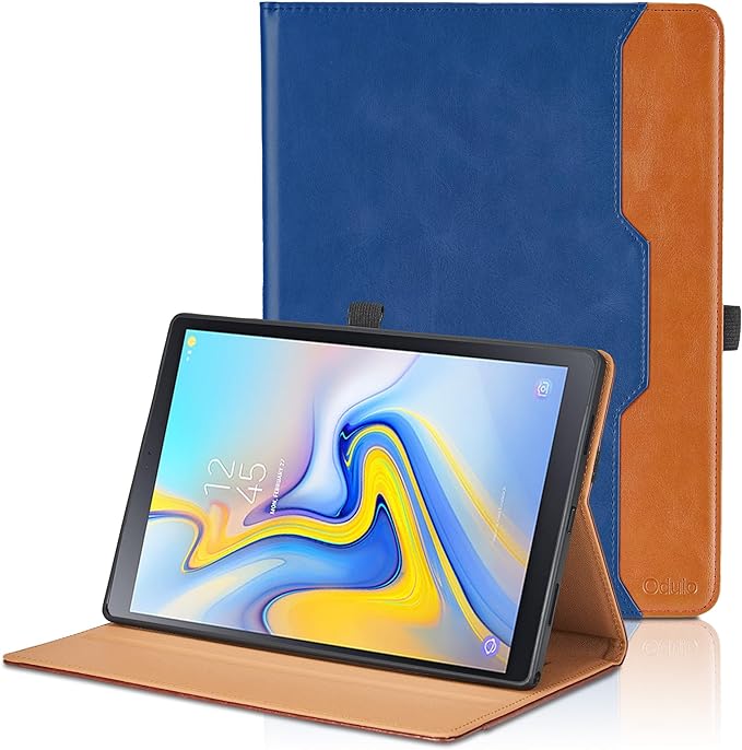 Case for Samsung Galaxy Tab A 10.5 2018 SM-T590/T595/T597, PU Leather Folio Stand Case with Hand Starp and Pocket, Auto Wake/Sleep Smart Tablet Cover, Blue